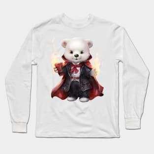 Cartoon Polar Bear in Dracula Costume Long Sleeve T-Shirt